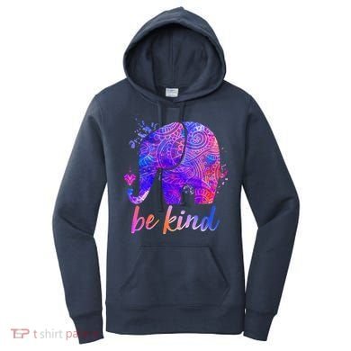 Be Kind Colorful Painted Elephant Women's Hoodie