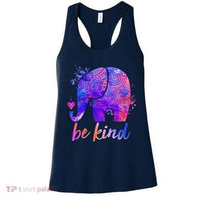 Be Kind Colorful Painted Elephant Women's Tank Top