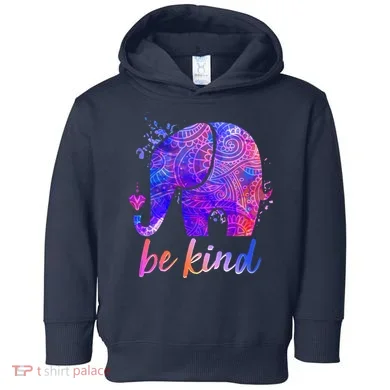 Be Kind Colorful Painted Elephant Toddler Hoodie