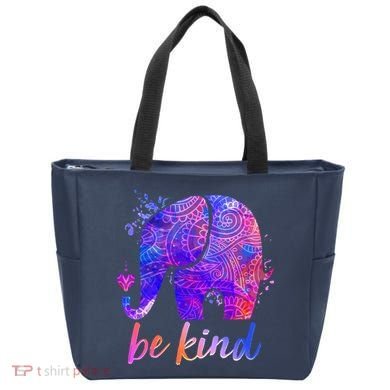 Be Kind Colorful Painted Elephant Tote Bag