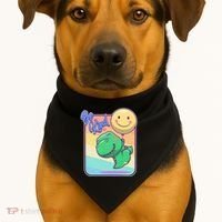 Be Kind Cute Happy TRex Dino Smiley Balloon USA-Made Doggie Bandana thumb 1