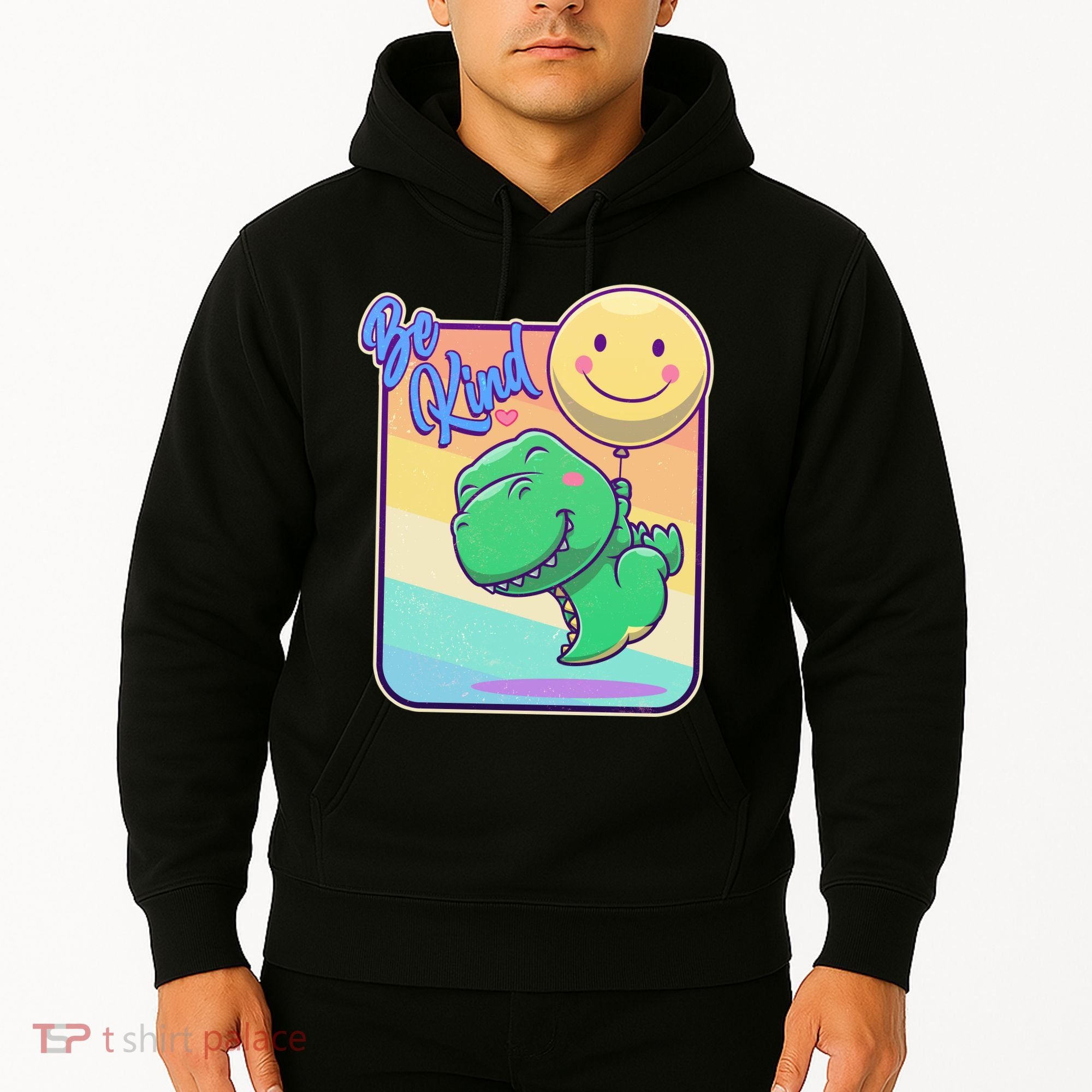 Be Kind Cute Happy TRex Dino Smiley Balloon Hoodie