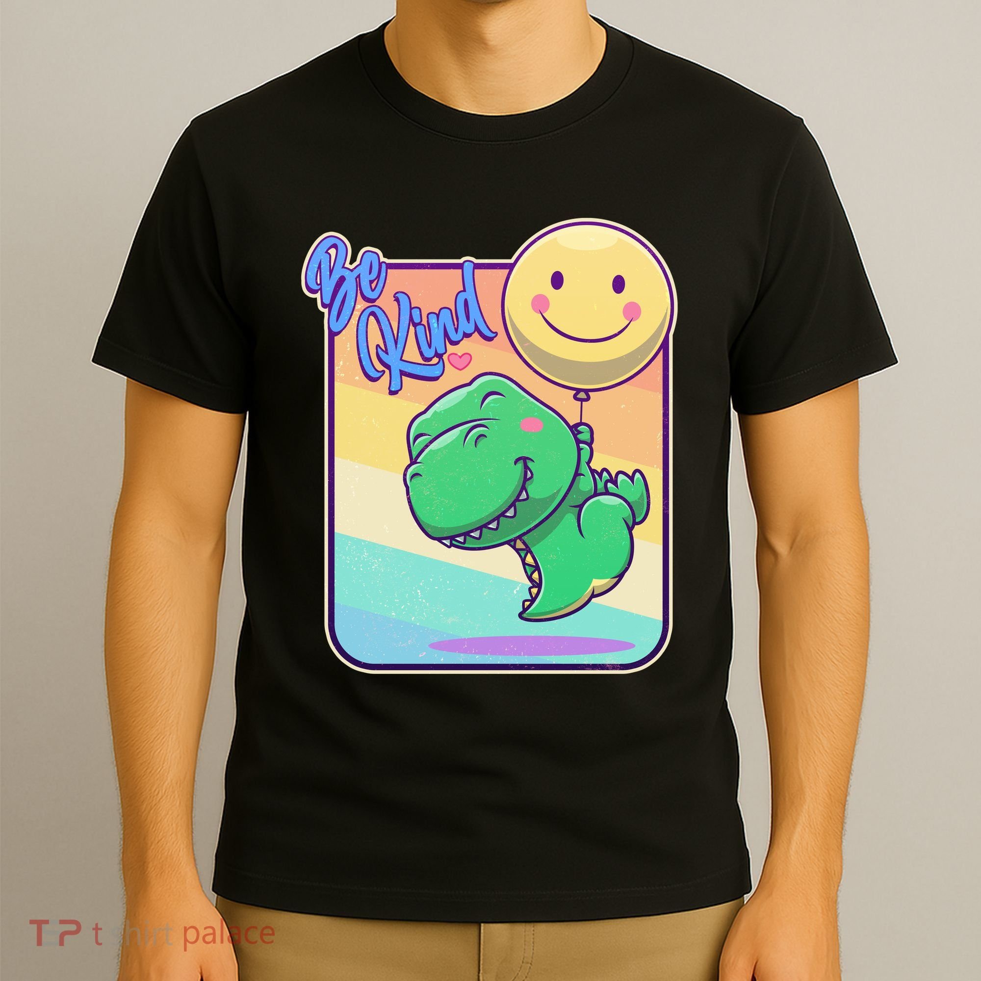 Be Kind Cute Happy TRex Dino Smiley Balloon T-Shirt