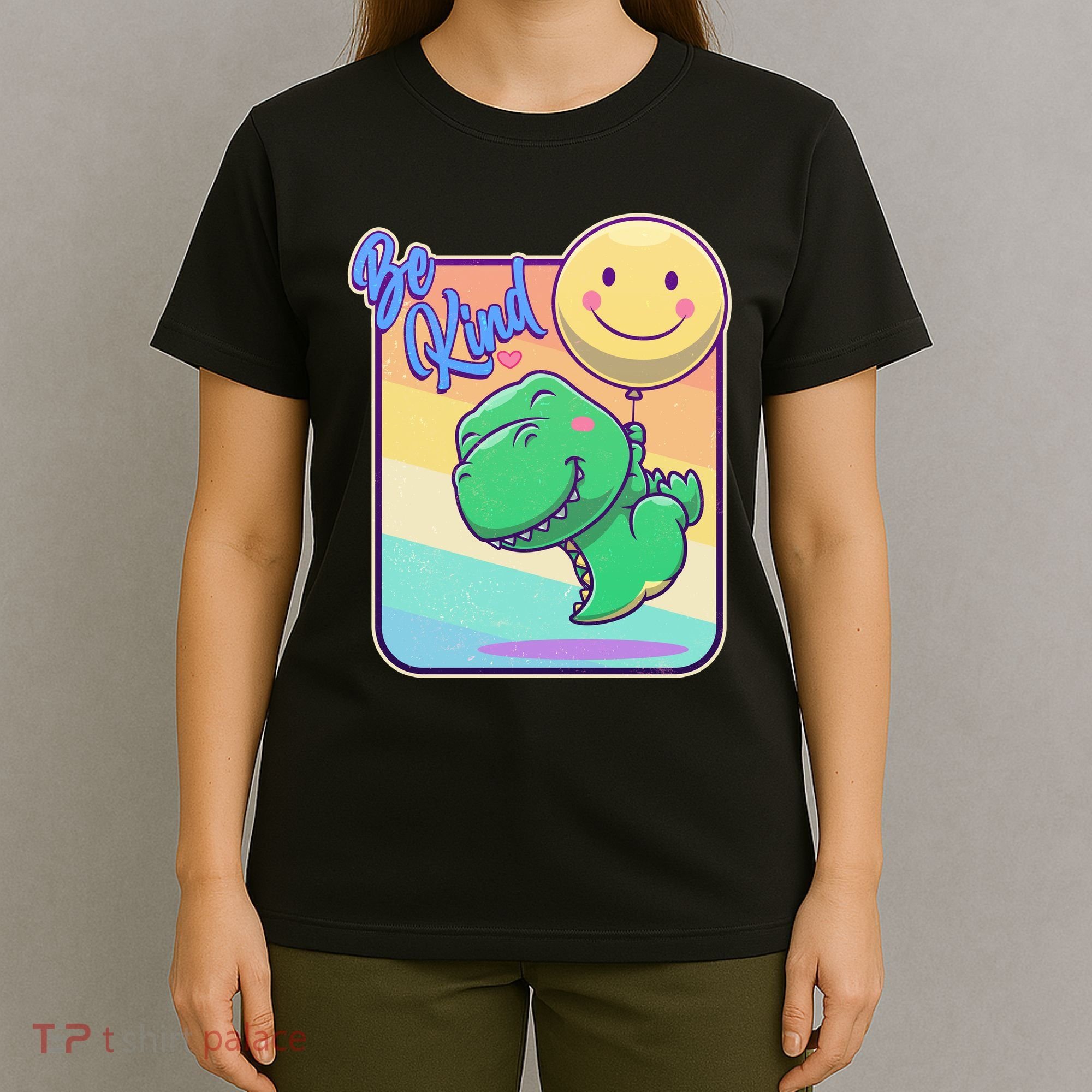 Be Kind Cute Happy TRex Dino Smiley Balloon T-Shirt