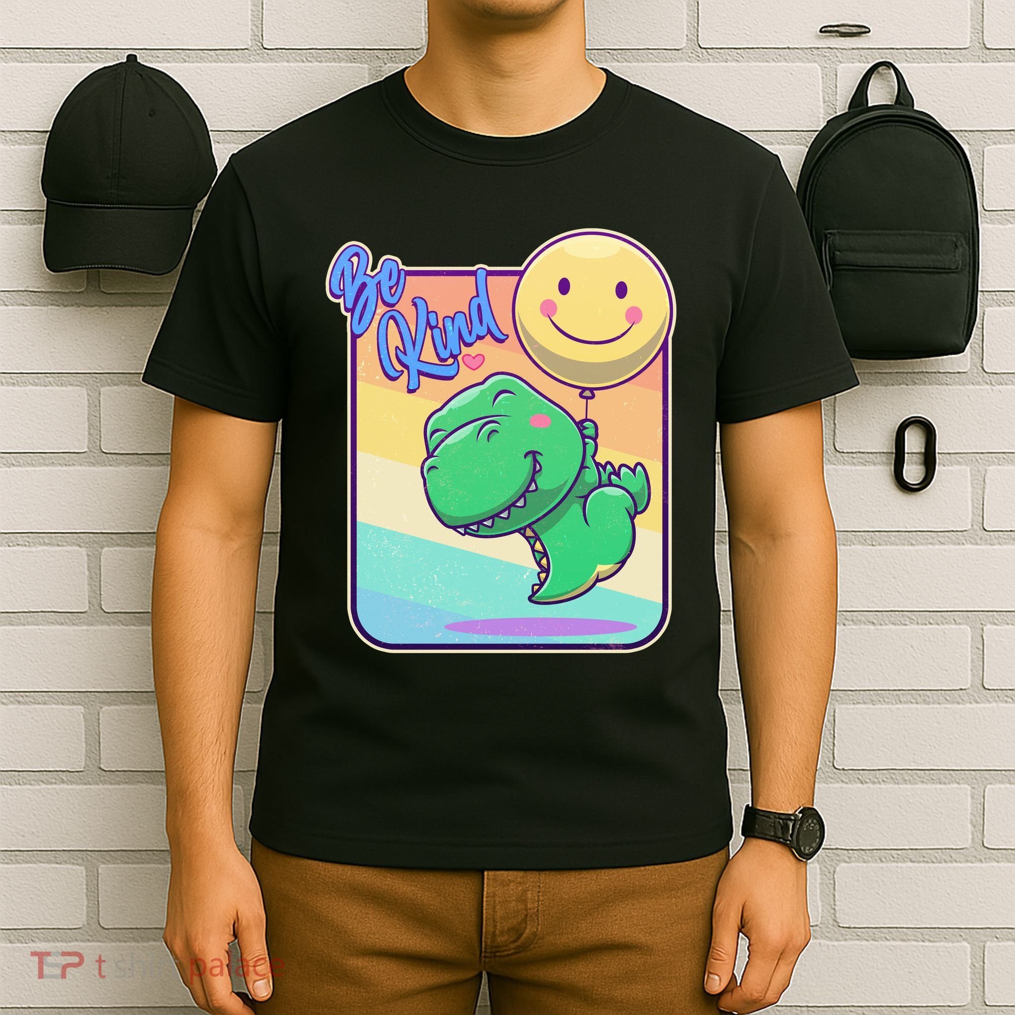 Be Kind Cute Happy TRex Dino Smiley Balloon T-Shirt