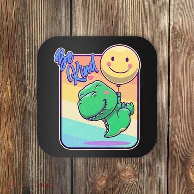 Be Kind Cute Happy TRex Dino Smiley Balloon Coaster