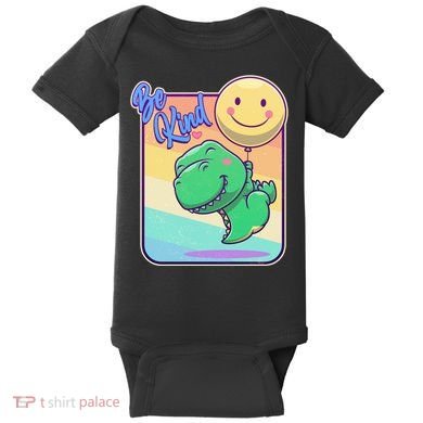 Be Kind Cute Happy TRex Dino Smiley Balloon Baby Bodysuit