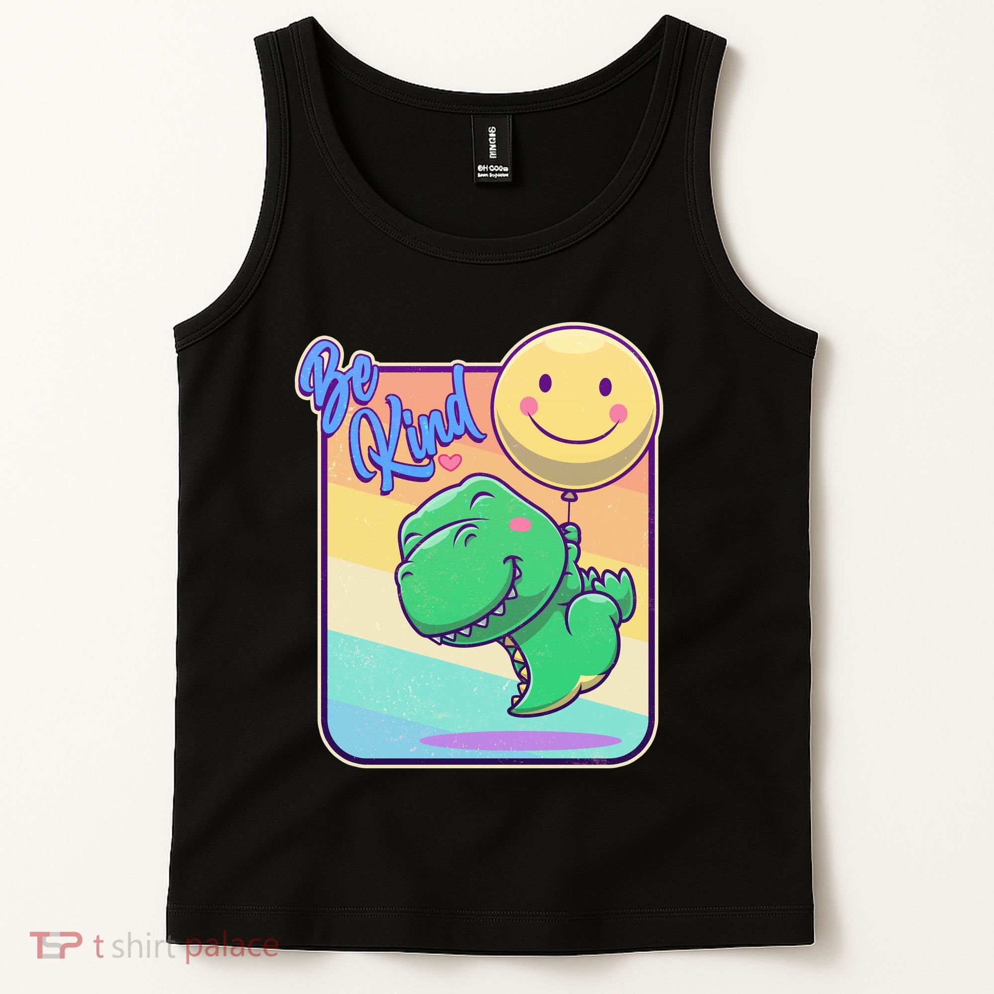 Be Kind Cute Happy TRex Dino Smiley Balloon Tank Top