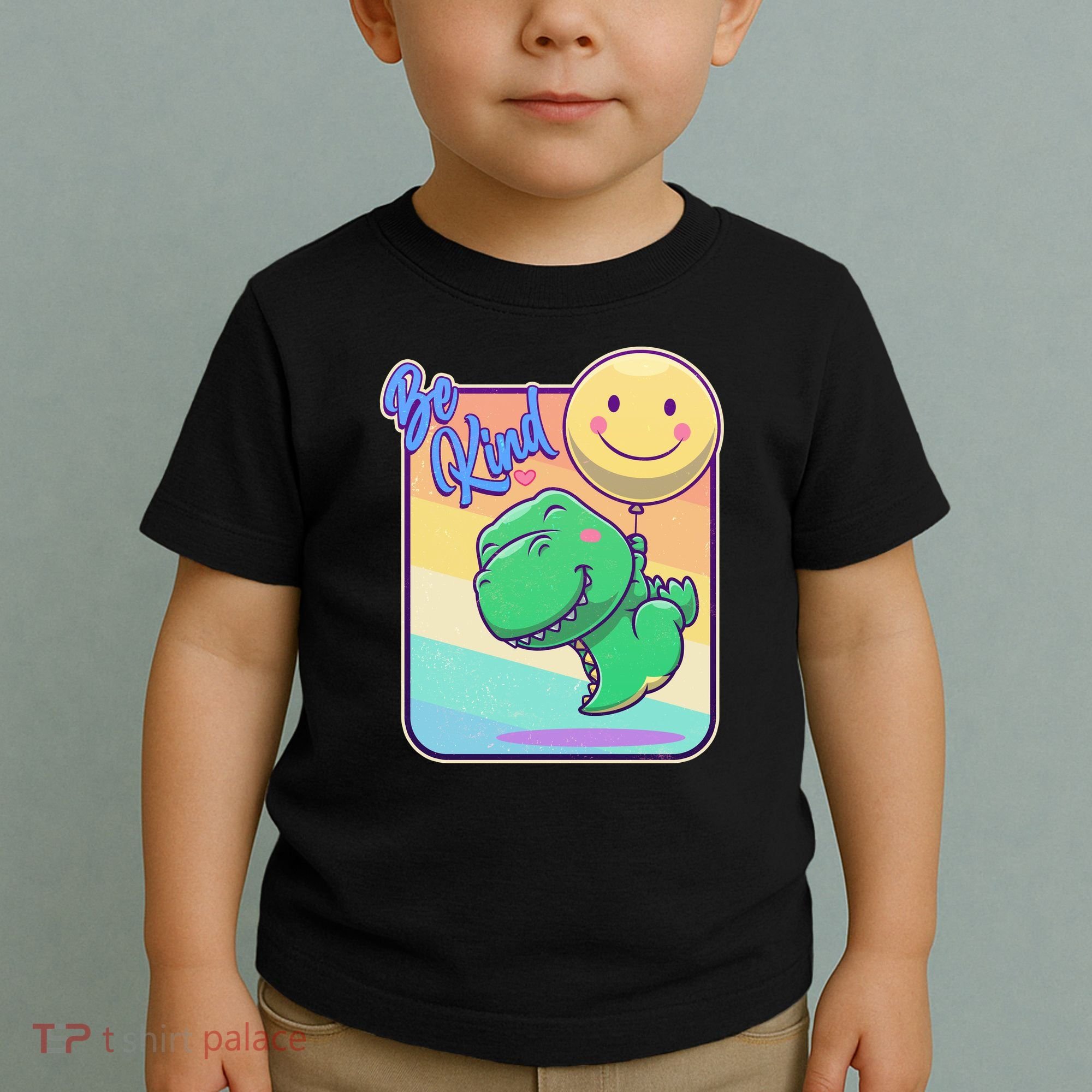 Be Kind Cute Happy TRex Dino Smiley Balloon Toddler T-Shirt