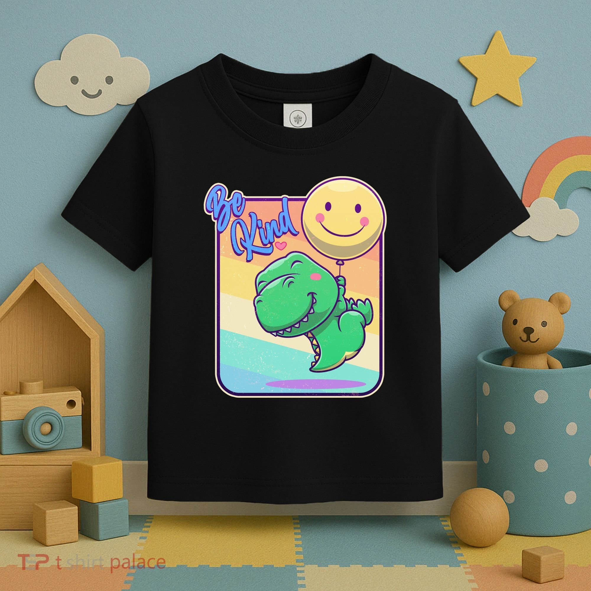 Be Kind Cute Happy TRex Dino Smiley Balloon Toddler T-Shirt