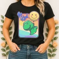 Be Kind Cute Happy TRex Dino Smiley Balloon Women's T-Shirt thumb 2