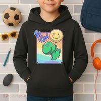 Be Kind Cute Happy TRex Dino Smiley Balloon Kids Hoodie thumb 2
