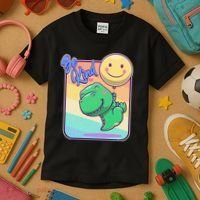 Be Kind Cute Happy TRex Dino Smiley Balloon Kids T-Shirt thumb 3
