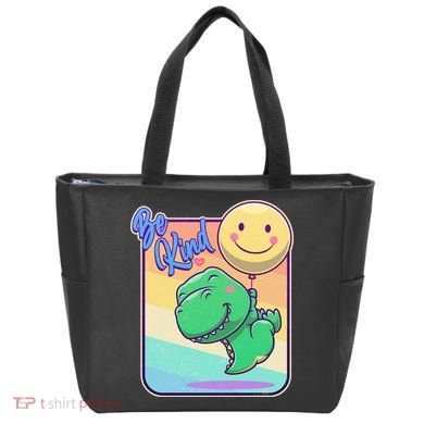 Be Kind Cute Happy TRex Dino Smiley Balloon Bag