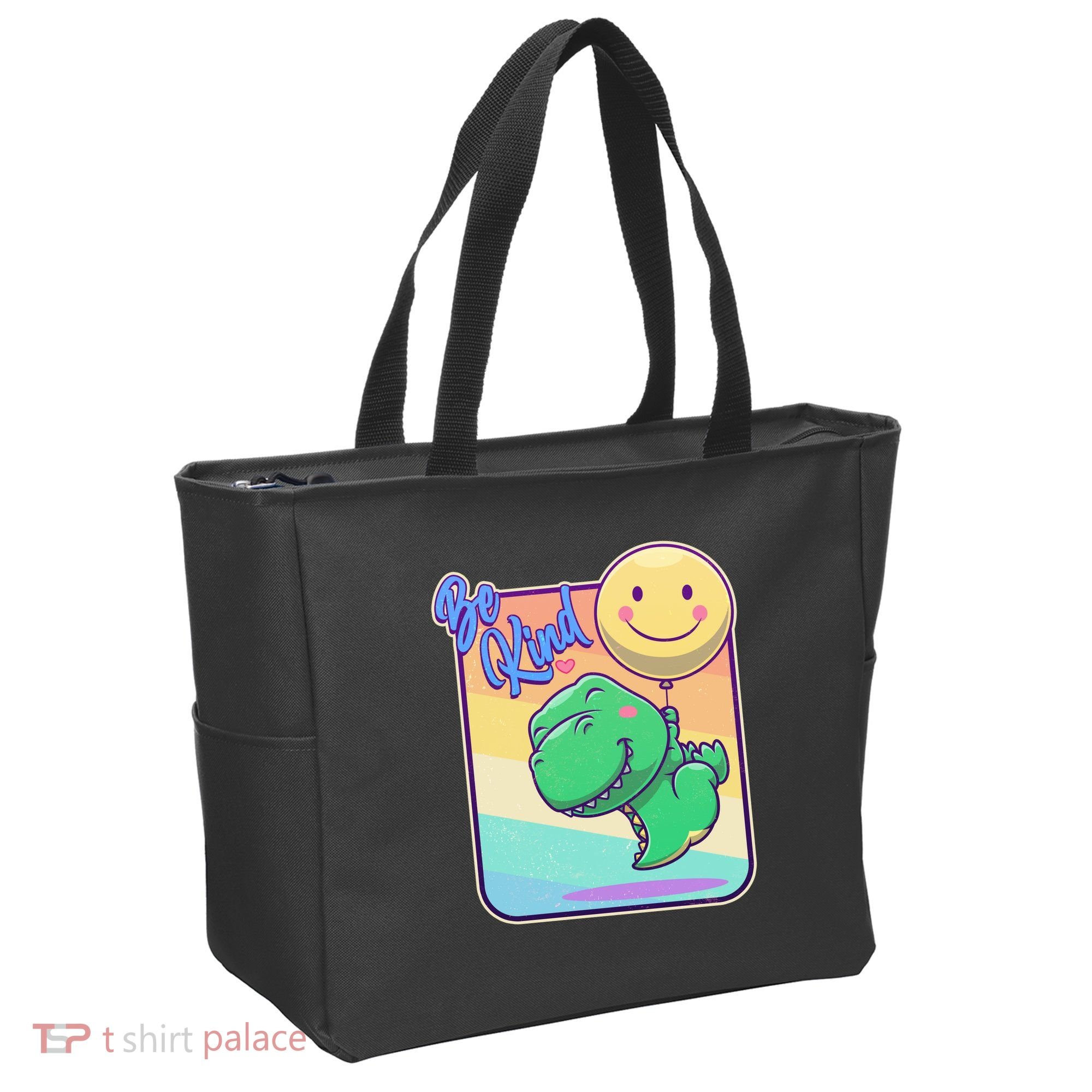 Be Kind Cute Happy TRex Dino Smiley Balloon Tote Bag