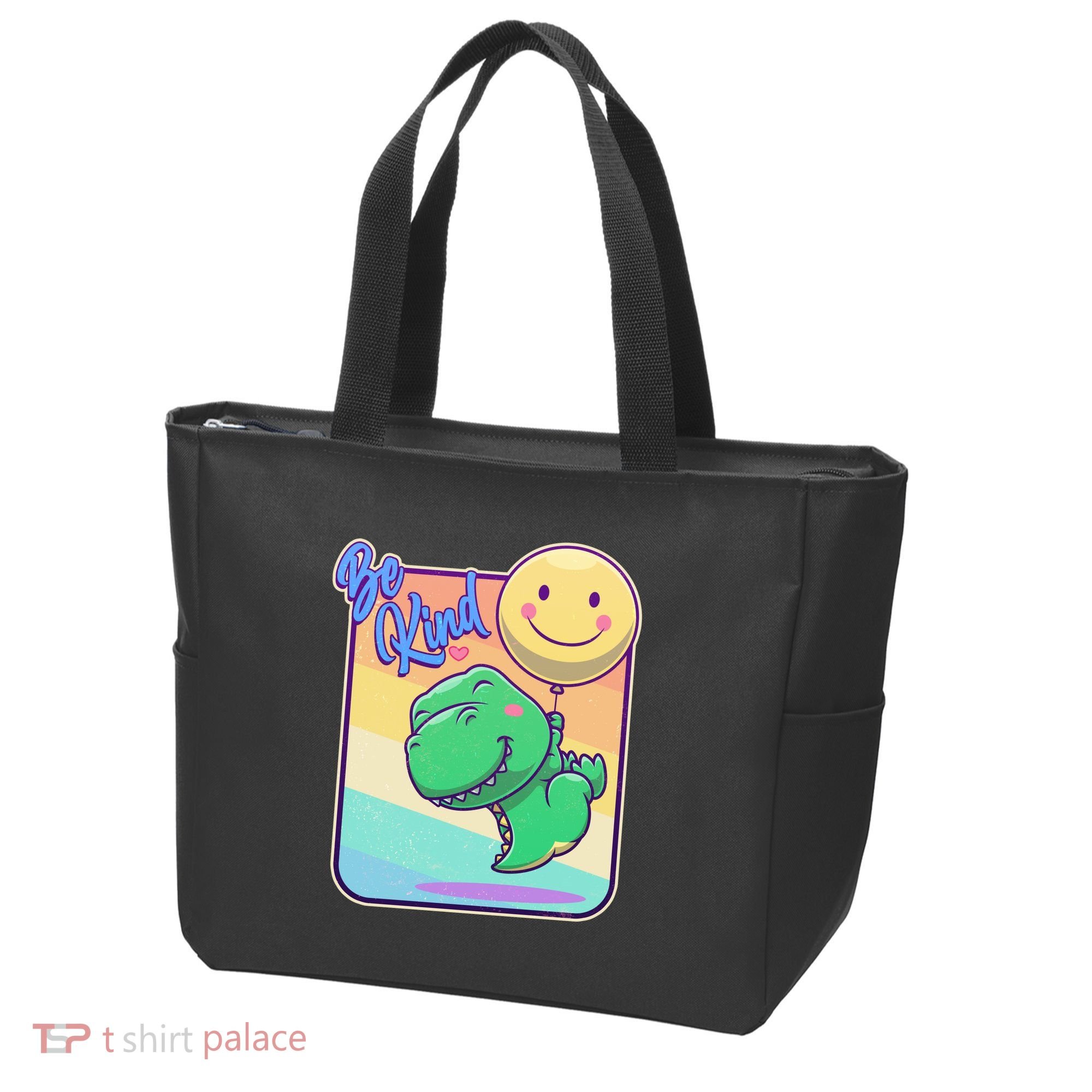 Be Kind Cute Happy TRex Dino Smiley Balloon Tote Bag
