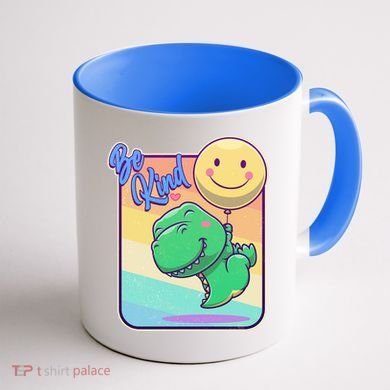 Be Kind Cute Happy TRex Dino Smiley Balloon Coffee Mug back