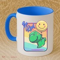 Be Kind Cute Happy TRex Dino Smiley Balloon Coffee Mug thumb 2