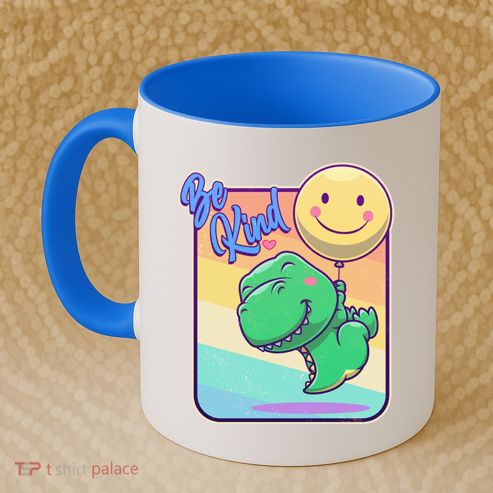 Be Kind Cute Happy TRex Dino Smiley Balloon Coffee Mug