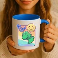 Be Kind Cute Happy TRex Dino Smiley Balloon Coffee Mug thumb 3
