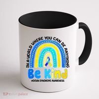 Be Kind Down Syndrome Awareness Rainbow Coffee Mug thumb 1