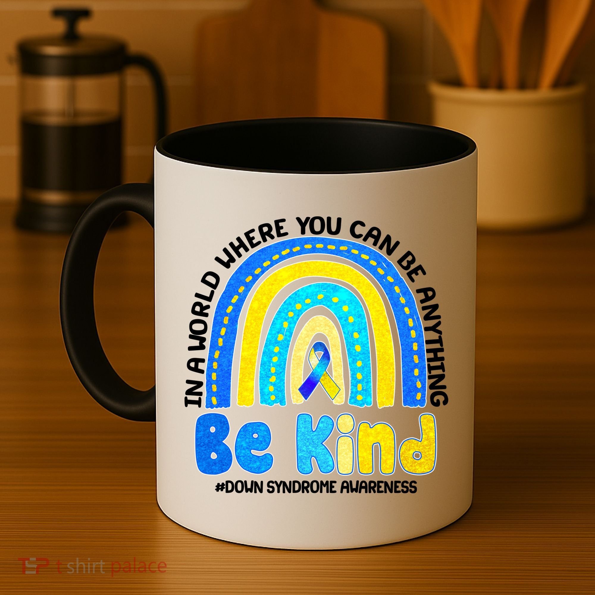 Be Kind Down Syndrome Awareness Rainbow Coffee Mug