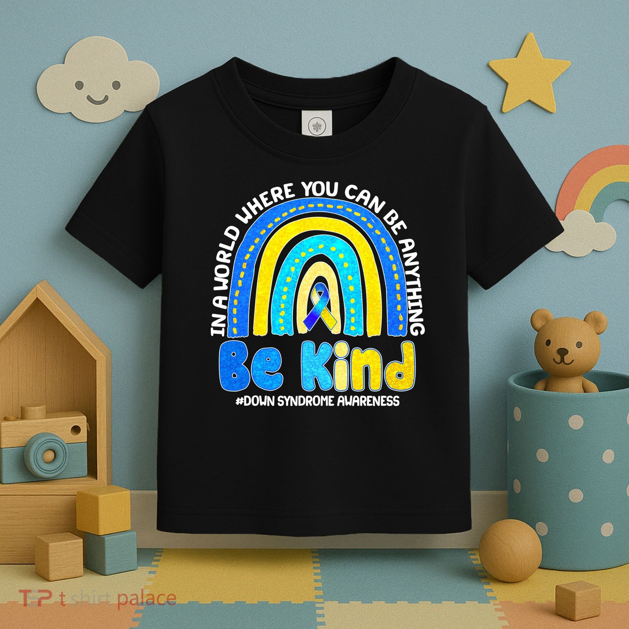 Be Kind Down Syndrome Awareness Rainbow Toddler T-Shirt
