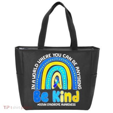 Be Kind Down Syndrome Awareness Rainbow Tote Bag