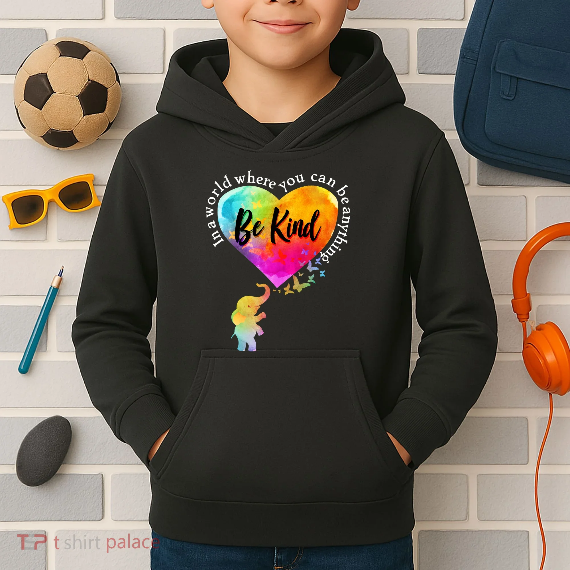 Be Kind Elephant Heart Kids Hoodie