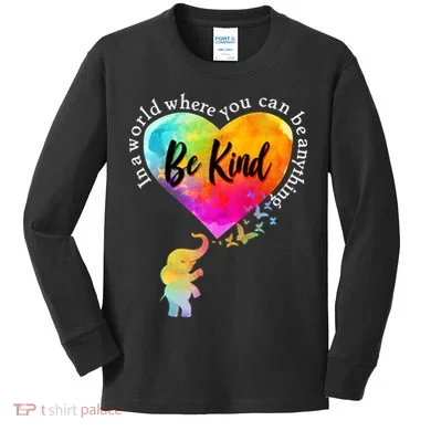 Be Kind Elephant Heart Kids Long Sleeve Shirt