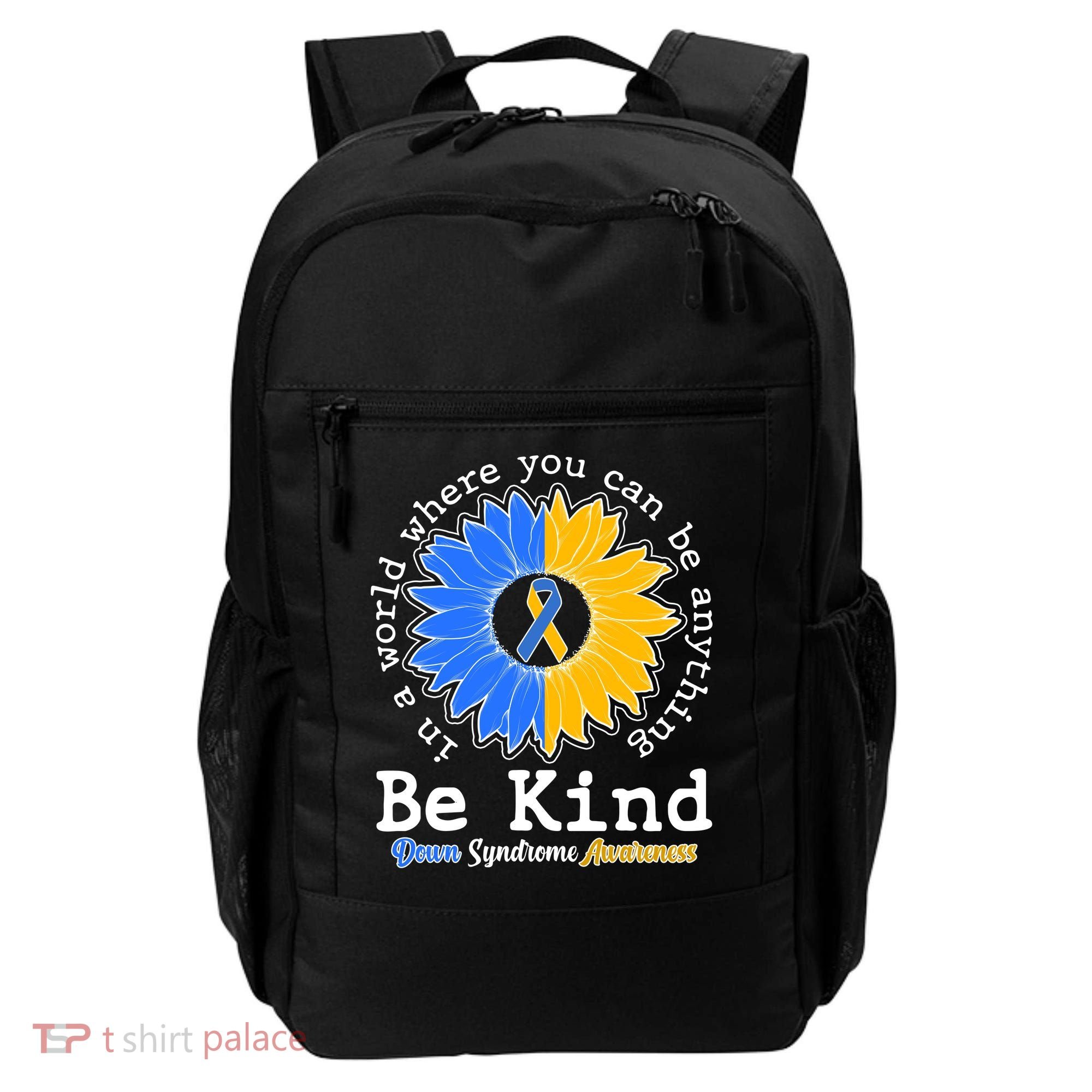 Be Kind Sunflower Ribbon Down Syndrome Awareness Backpack