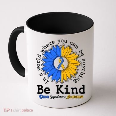 Be Kind Sunflower Ribbon Down Syndrome Awareness Coffee Mug