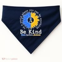 Be Kind Sunflower Ribbon Down Syndrome Awareness USA-Made Doggie Bandana thumb 0