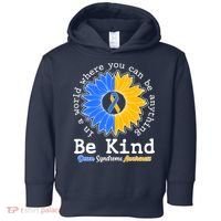 Be Kind Sunflower Ribbon Down Syndrome Awareness Toddler Hoodie thumb 0