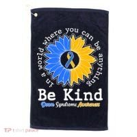 Be Kind Sunflower Ribbon Down Syndrome Awareness Golf Towel thumb 0