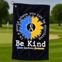 Be Kind Sunflower Ribbon Down Syndrome Awareness Golf Towel thumb 1