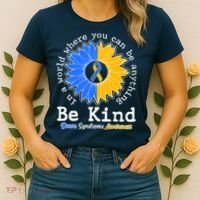 Be Kind Sunflower Ribbon Down Syndrome Awareness Women's T-Shirt thumb 2