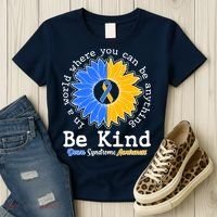 Be Kind Sunflower Ribbon Down Syndrome Awareness Women's T-Shirt thumb 3