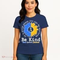Be Kind Sunflower Ribbon Down Syndrome Awareness Women's T-Shirt thumb 4