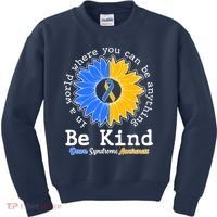 Be Kind Sunflower Ribbon Down Syndrome Awareness Kids Sweatshirt thumb 0