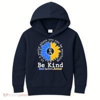 Be Kind Sunflower Ribbon Down Syndrome Awareness Kids Hoodie thumb 0