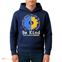 Be Kind Sunflower Ribbon Down Syndrome Awareness Kids Hoodie thumb 4