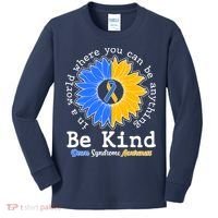 Be Kind Sunflower Ribbon Down Syndrome Awareness Kids Long Sleeve Shirt thumb 0