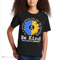 Be Kind Sunflower Ribbon Down Syndrome Awareness Kids T-Shirt thumb 2