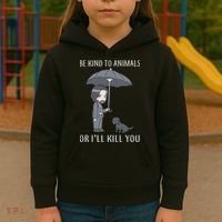 Be Kind To Animals Or I'll Kill You Kids Hoodie thumb 3