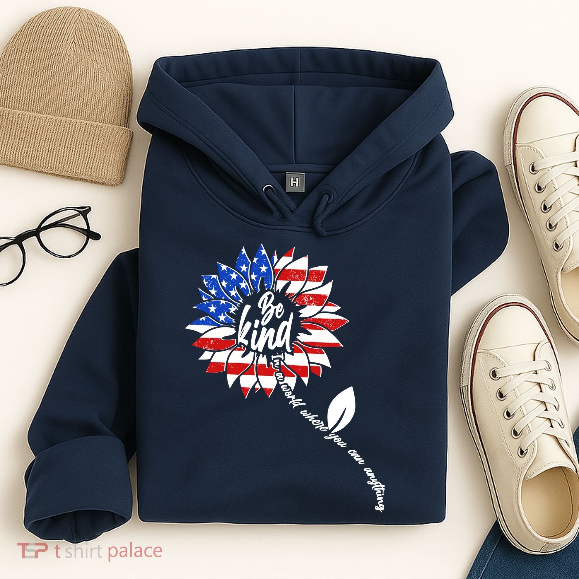 Be Kind USA American Sunflower Hoodie