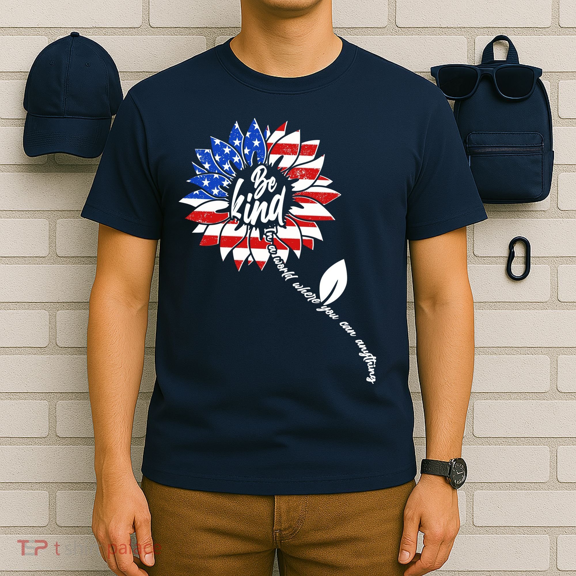 Be Kind USA American Sunflower T-Shirt