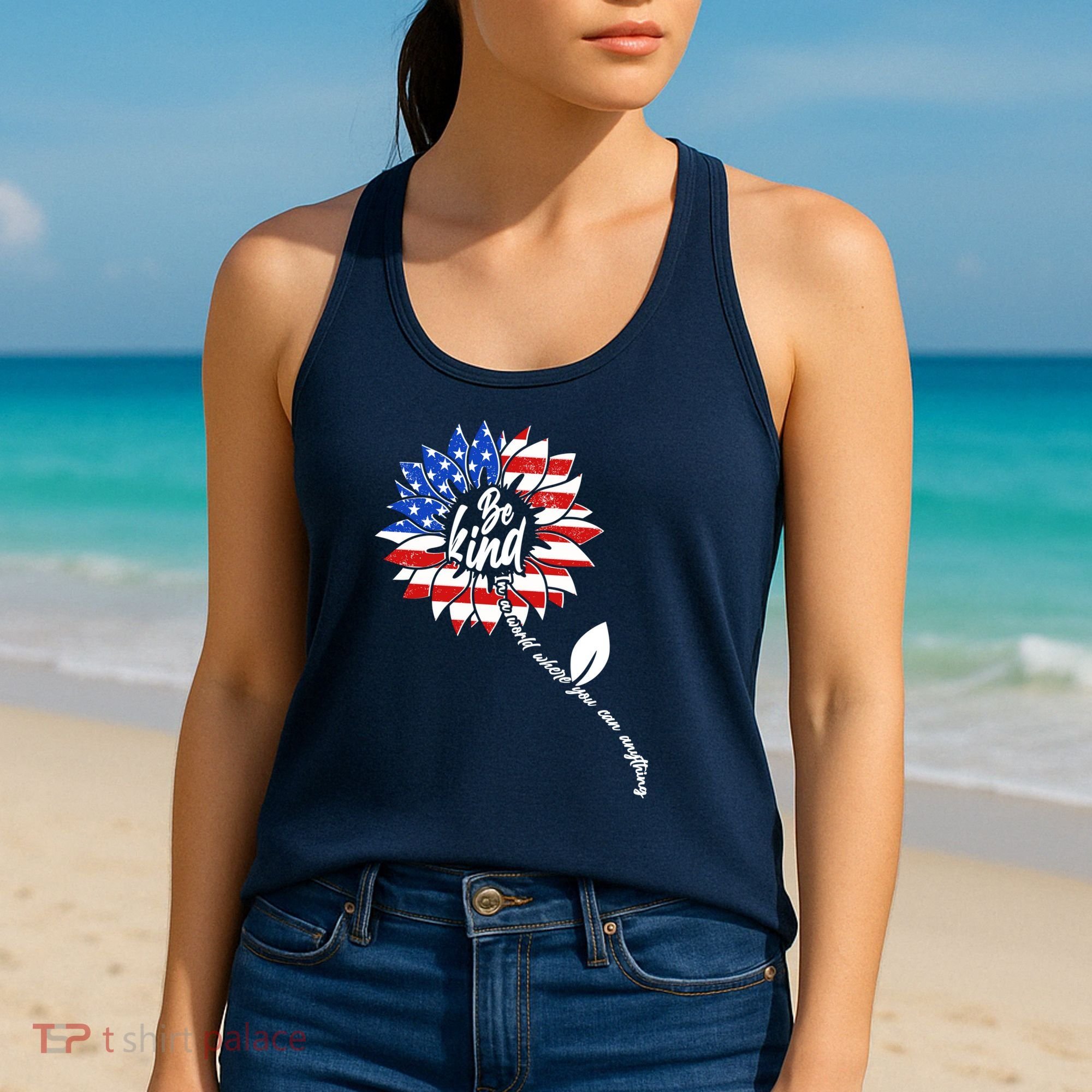 Be Kind USA American Sunflower Women's Tank Top