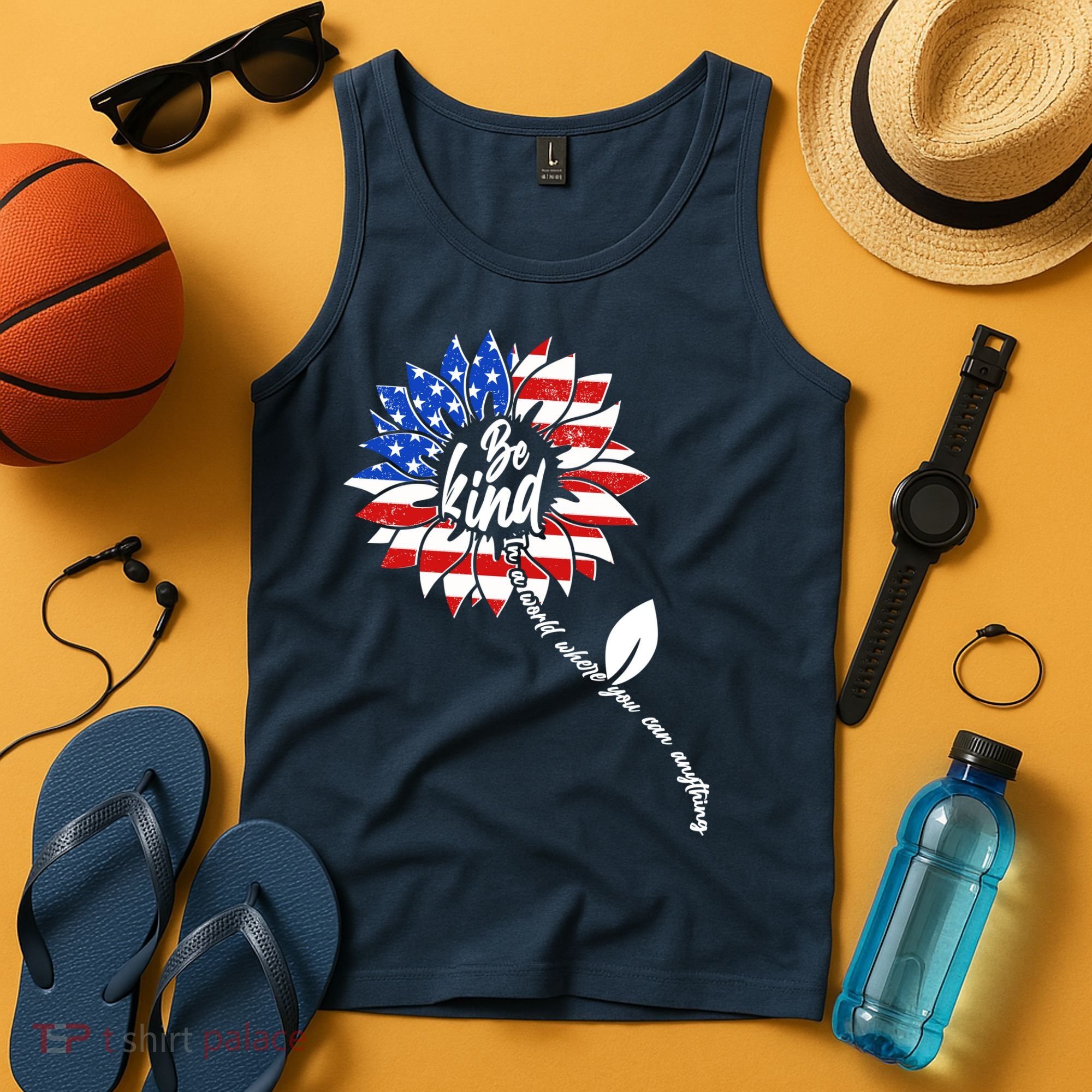Be Kind USA American Sunflower Tank Top