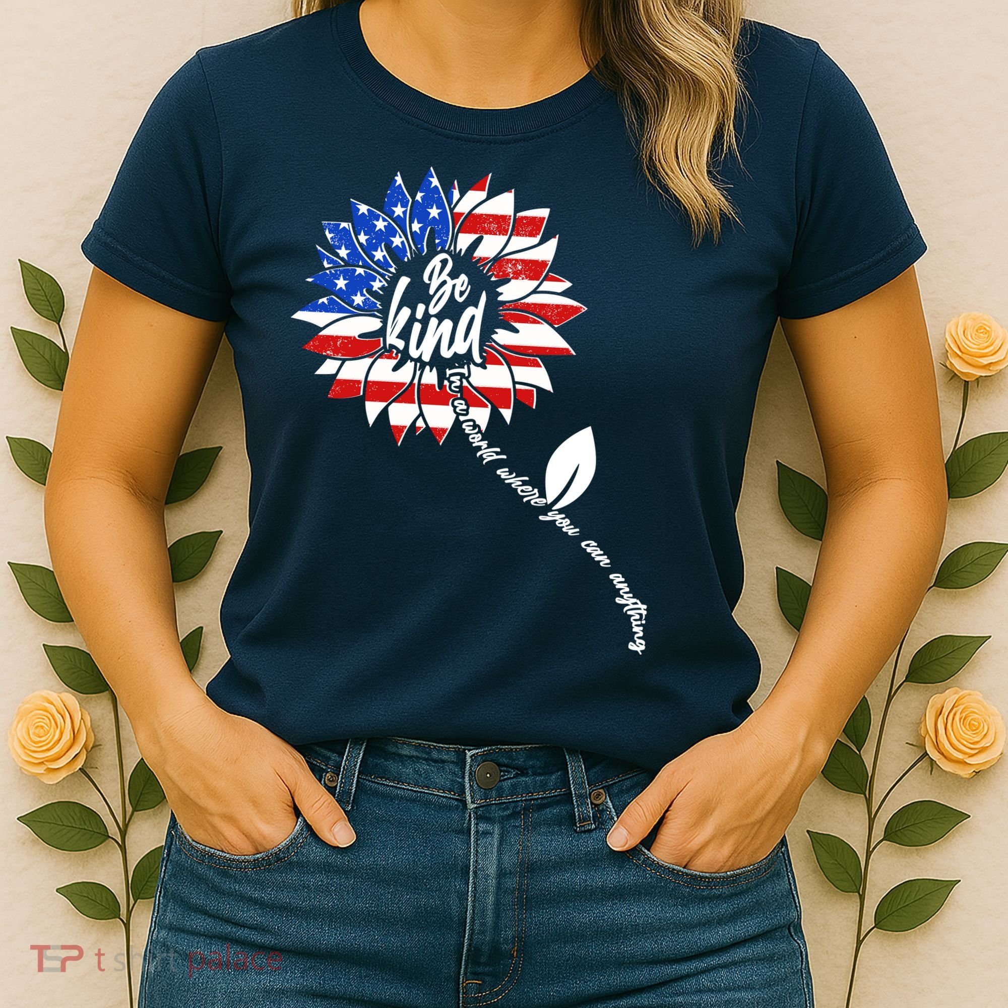 Be Kind USA American Sunflower Women's T-Shirt